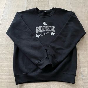 Custom Black Sweatshirt with Nike embroidered, size small, excellent condition